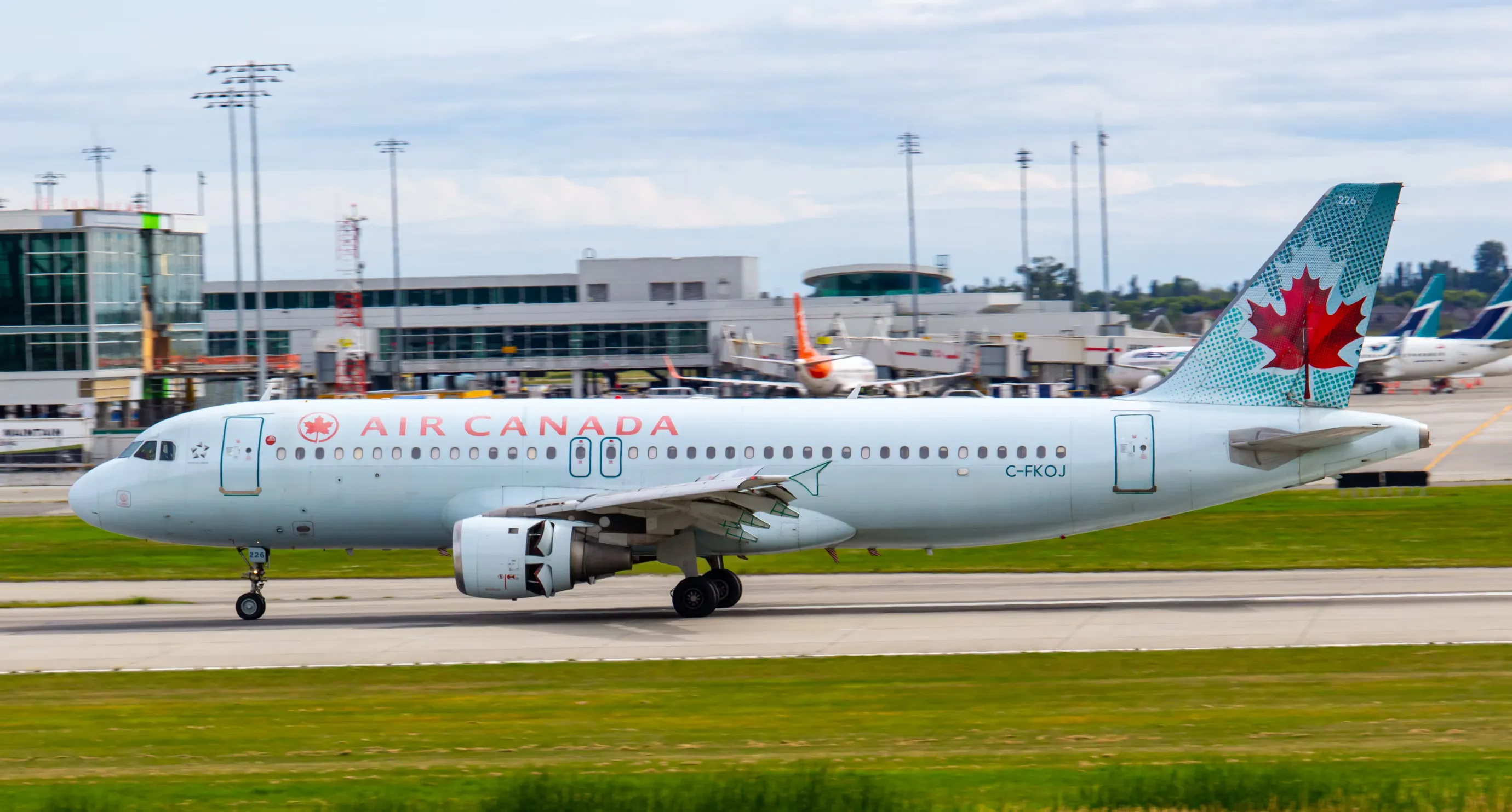 air canada plane on runway