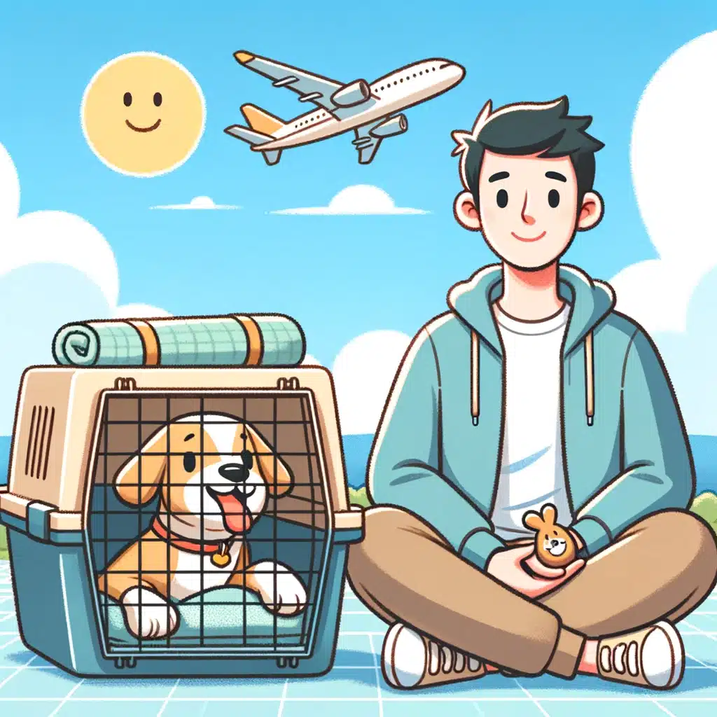 dog-in-crate acclimating a pet to a travel crate