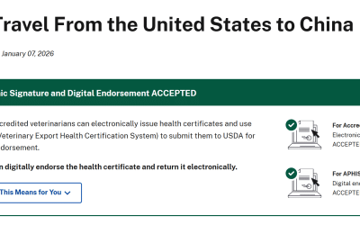 Starting January 7, 2026: U.S. to China Pet Health Certificates Now Accept Electronic Signatures (No More Waiting on Mailed USDA Paperwork)